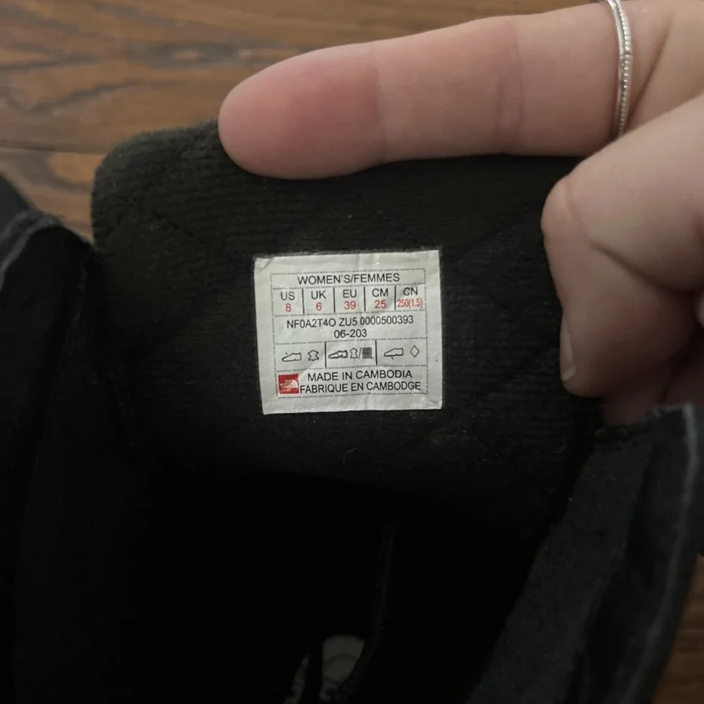 The North Face Ballard Lace II Winter Black Leather Boots Women's Size 8 US